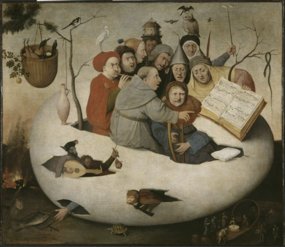 仿效耶罗尼姆斯·博斯 (Hyeronimus Bosch) 的《蛋前荷兰音乐会》，十六世纪中叶。© RMN-Grand Palais（里尔美术宫）。斯特凡·马雷夏勒