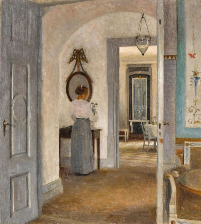 Peter Ilsted：镜子前的少女，1916年