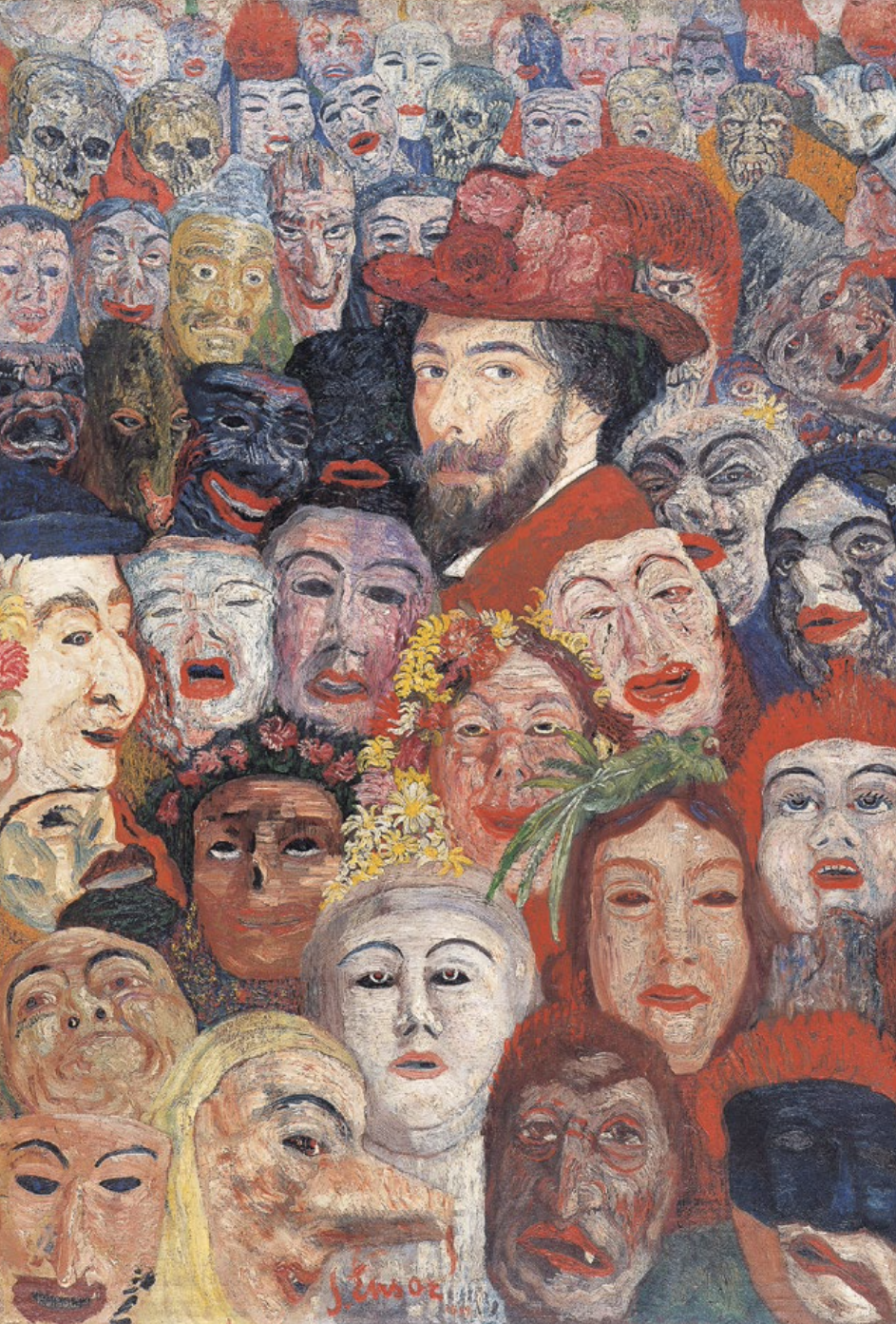 James Ensor，Self-portrait with Masks，1899年