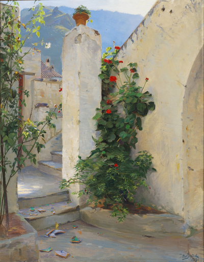 Peter Ilsted：卡普里岛上盛开的天竺葵，1891年