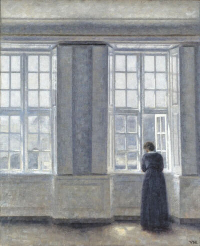 Vilhelm Hammershøi：艾达和窗户，1913年
奥德罗普加德艺术馆
