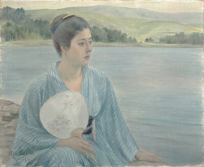 湖畔，黑田清辉，1897，东京国立博物馆 