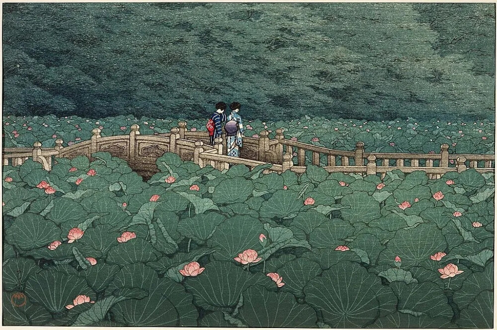 芝弁天神社的池塘，川濑巴水，1929，波士顿美术博物馆