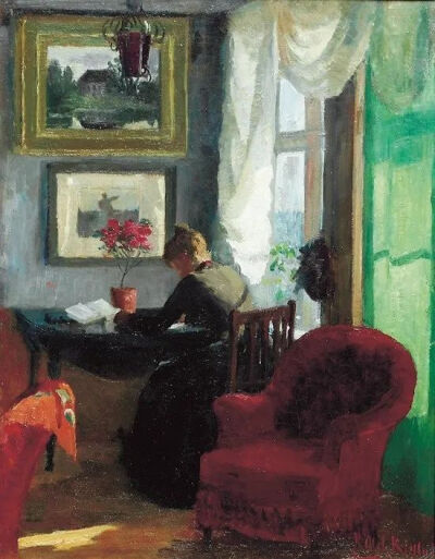 Kitty Lange Kielland：室内的女士，1881 年 - 1888 年，私人收藏