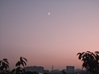 夜晚，公园，月亮，星星，天空