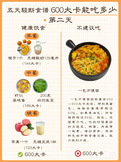 五天600大卡食谱