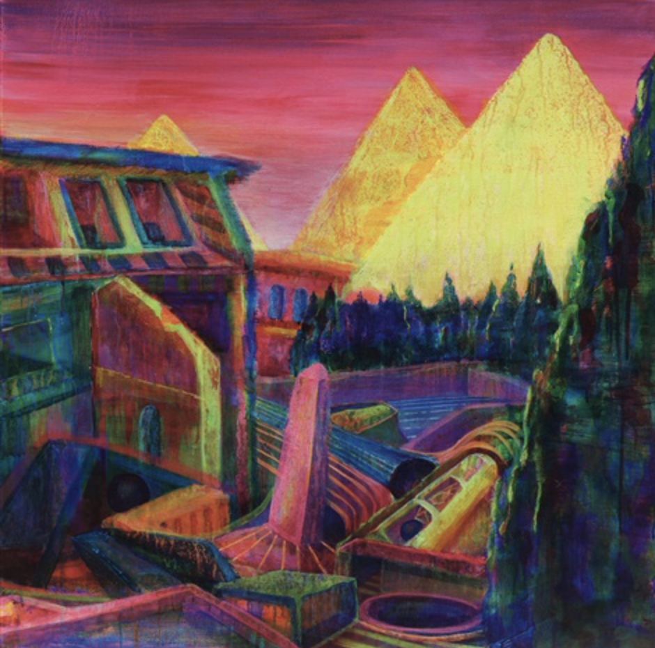 开罗郊区的夕阳 Sunsets on the Outskirts of Cairo，2012
acrylic on canvas
85 x 85.4 cm
