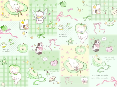 青苹果小猫壁纸