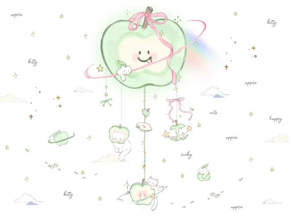 青苹果小猫壁纸