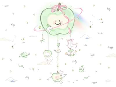 青苹果小猫壁纸