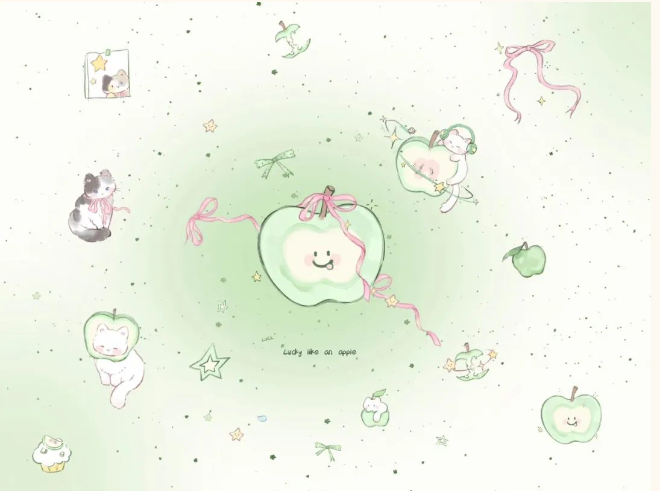 青苹果小猫壁纸