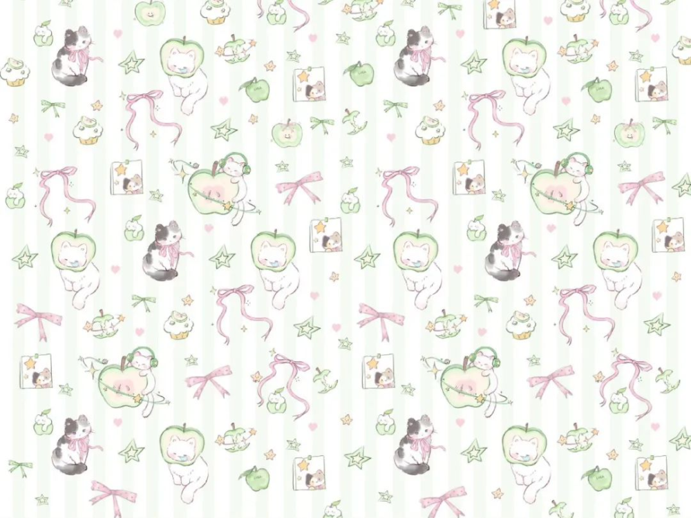 青苹果小猫壁纸