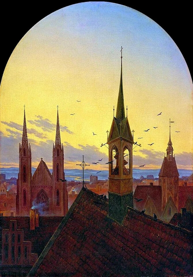 
卡尔·古斯塔夫·卡若斯（Carl Gustav Carus），德国浪漫主义风景画家，同时是生物学家、医生、科学家、博学家、心理学家。他在风景画家卡斯帕·大卫·弗里德里希( Caspar David Friedrich ) 的指导下自学油画。他的主要作品有《内佩尔的阳台》，《峡谷里的朝圣者》，《海边的橡树》，《靠近德累斯顿的一艘平底船》，《墓园》。
