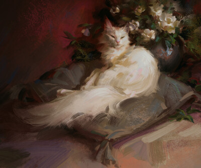 猫与花束