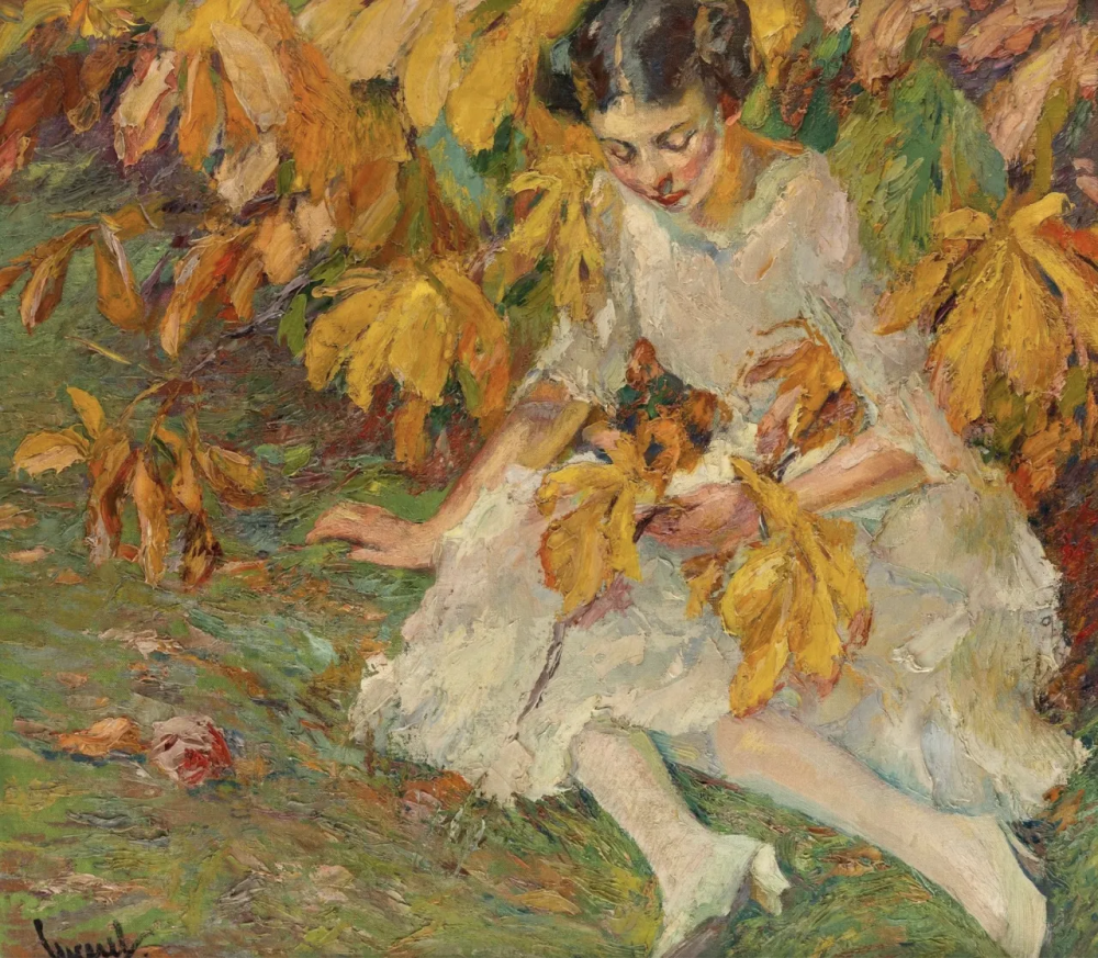 爱德华·库库尔是一位出生于美国的画家，曾在德国生活和工作。库库尔是一位从报纸插画家转型为印象派画家的艺术家，以其鲜艳的色彩和在斑驳的风景中描绘的女性肖像而闻名。