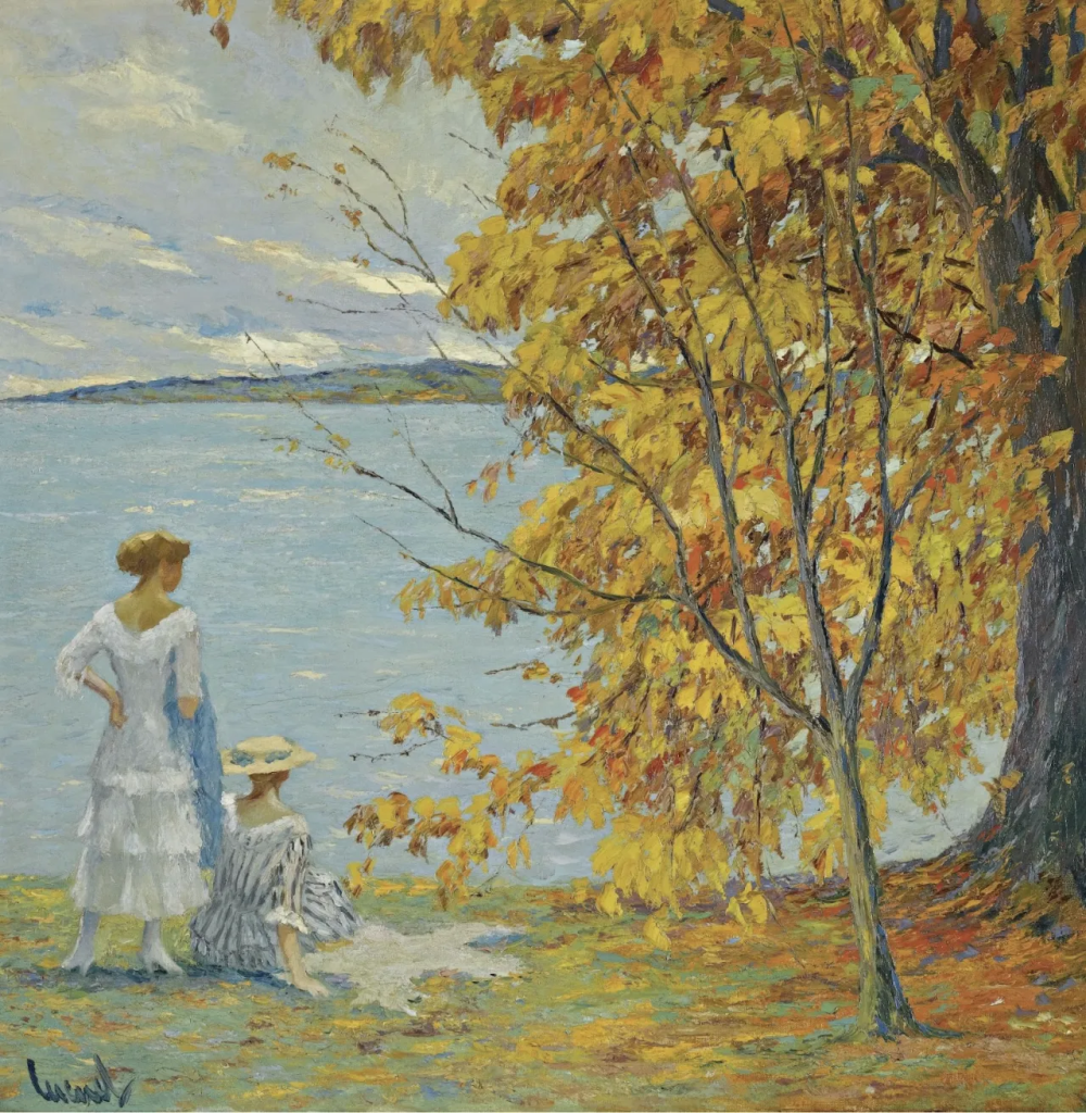 爱德华·库库尔是一位出生于美国的画家，曾在德国生活和工作。库库尔是一位从报纸插画家转型为印象派画家的艺术家，以其鲜艳的色彩和在斑驳的风景中描绘的女性肖像而闻名。