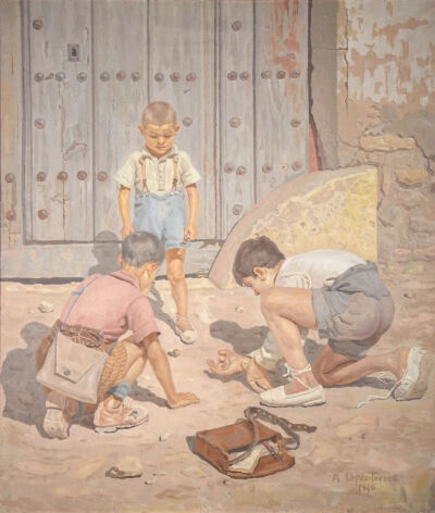 Niños jugando con bolas
año 1946  Óleo/ Lienzo
100 x 85 cm
