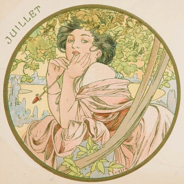 配图来自捷克插画大师 穆夏 Alphonse Maria Mucha（1860—1939)的1月插画。