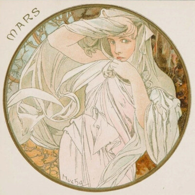 配图来自捷克插画大师 穆夏 Alphonse Maria Mucha（1860—1939)的1月插画。