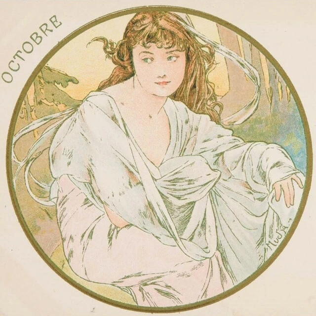 配图来自捷克插画大师 穆夏 Alphonse Maria Mucha（1860—1939)的1月插画。