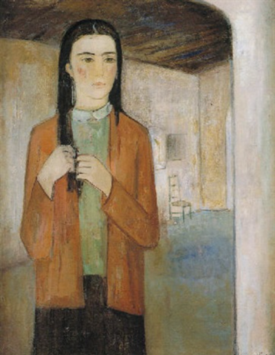 <Figura femenina en un interior>
布面油画，86 x 66 cm，1956
