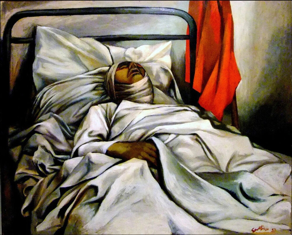 雷纳托·古图索（Renato Guttuso）是意大利画家。他于1911年出生在巴勒莫，20岁来到罗马，很快成为浪漫主义的罗马学派的成员，还参加“米兰潮流运动”和战后的“新艺术阵线”。古图索十分关心社会现实并反映在自己的作品中。他早期的画风是表现主义的，并受到毕加索的影响；后期的作品是写实的，这是一种艺术的回归传统，但不是原来意义的传统，而是充满现代气息的写实。