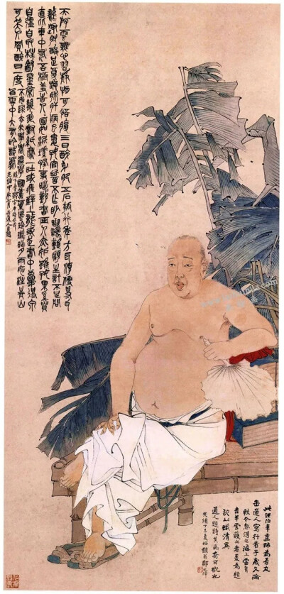  清，任伯年 《蕉荫纳凉》 