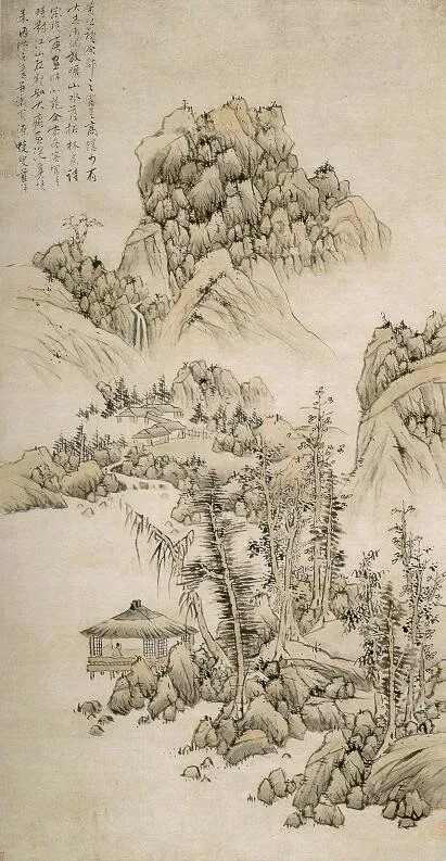 蓝瑛《仿黄公望山水轴》
1650年，纸本设色
128cm×49cm，日本私人收藏
