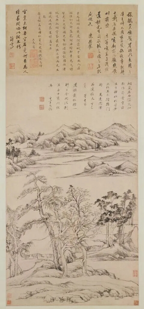 董其昌《高逸图轴》
1617，纸本水墨
89.5X51.6公分，现藏北京故宫博物院
