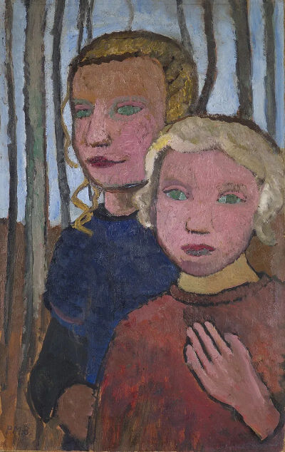 Paula Modersohn-Becker：Two Girls in Front of Birch Trees， 1905年