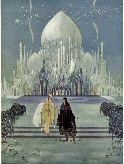 以下这些插画是美国插画艺术家 Virginia Frances Sterrett （1900–1931）在19岁时为《Old French Fairy Tales》（法国古老童话） 一书创作的插图。