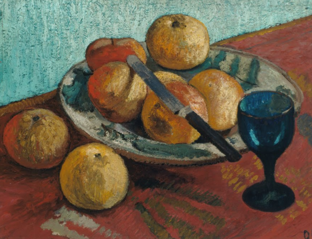 Paula Modersohn-Becker：Still life with appled and green glass，1906 年