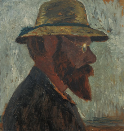 Paula Modersohn-Becker：Otto Modersohn with straw hat in profile to the right
 1904 年–1906 年
