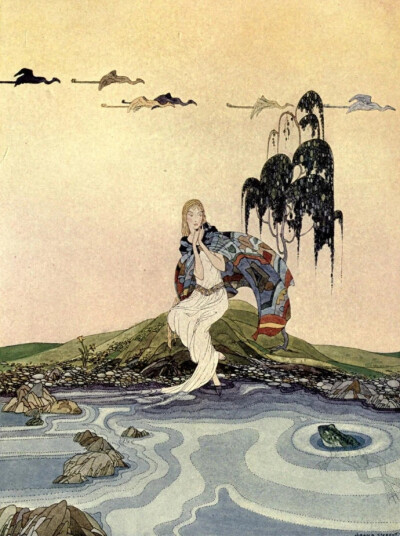 以下这些插画是美国插画艺术家 Virginia Frances Sterrett （1900–1931）在19岁时为《Old French Fairy Tales》（法国古老童话） 一书创作的插图。