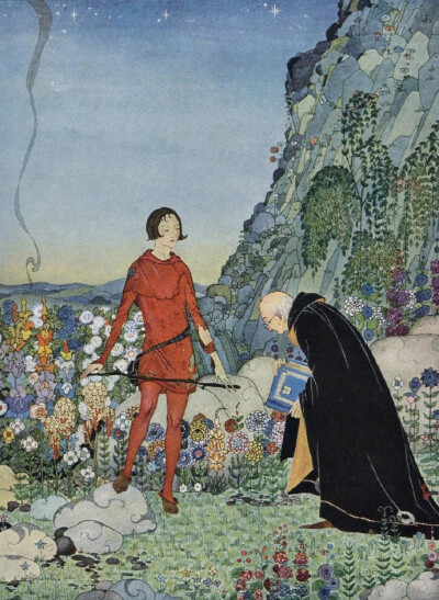 以下这些插画是美国插画艺术家 Virginia Frances Sterrett （1900–1931）在19岁时为《Old French Fairy Tales》（法国古老童话） 一书创作的插图。