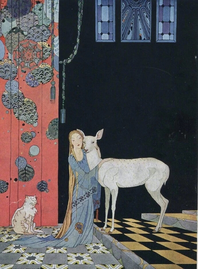 以下这些插画是美国插画艺术家 Virginia Frances Sterrett （1900–1931）在19岁时为《Old French Fairy Tales》（法国古老童话） 一书创作的插图。