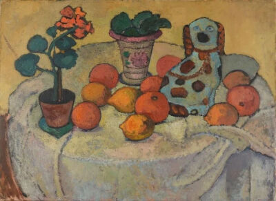 Paula Modersohn-Becker：Still life with oranges and stoneware dog
1906 年–1907 年
