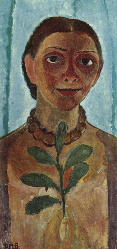 Paula Modersohn-Becker：Self-portrait with a camellia branch，约1906-1907年