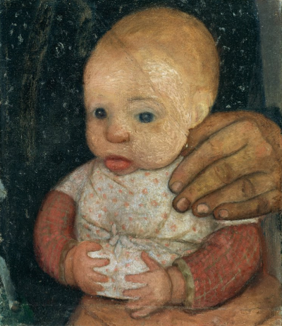 Paula Modersohn-Becker：Infant with the hand of the mother
1901 年–1905 年
