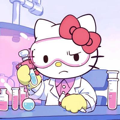 Hello Kitty 头像 职业 工作 科学家 实验室 细菌 病毒 显微镜