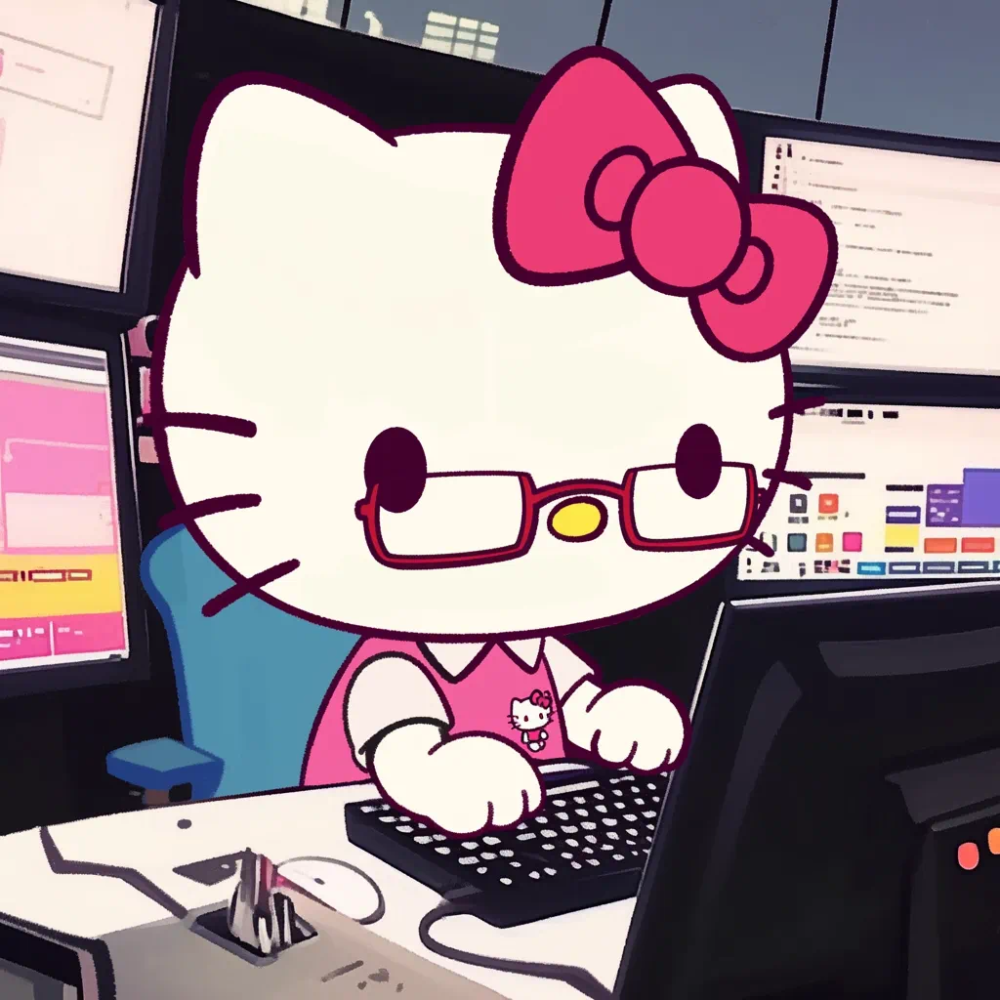 Hello Kitty 头像 程序员 工作 电脑 戴眼镜的kitty