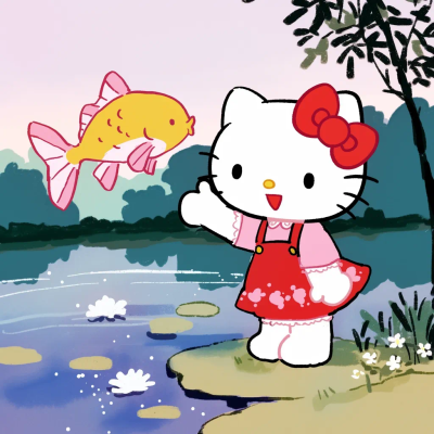 Hello Kitty 头像 上岸 毕业 鲤鱼跳龙门 锦鲤 事事顺心