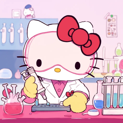 Hello Kitty 头像 职业 工作 科学家 实验室 细菌 病毒 显微镜