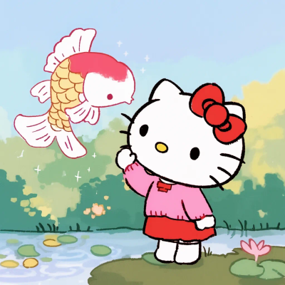 Hello Kitty 头像 上岸 毕业 鲤鱼跳龙门 锦鲤 事事顺心