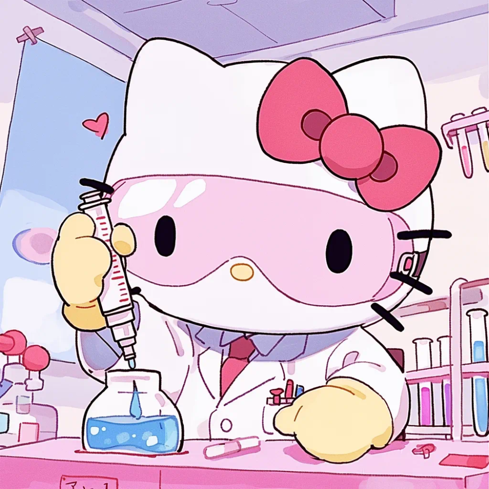 Hello Kitty 头像 职业 工作 科学家 实验室 细菌 病毒 显微镜