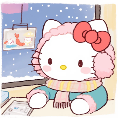 Hello Kitty 头像 冬天 冬季 下雪 围巾 