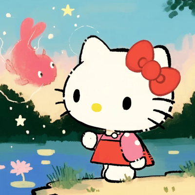 Hello Kitty 头像 上岸 毕业 鲤鱼跳龙门 锦鲤 事事顺心