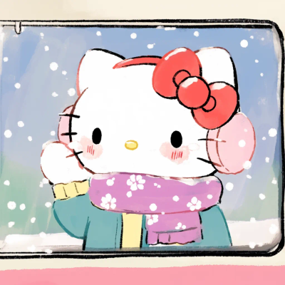 Hello Kitty 头像 冬天 冬季 下雪 围巾 