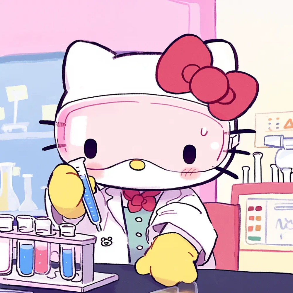 Hello Kitty 头像 职业 工作 科学家 实验室 细菌 病毒 显微镜