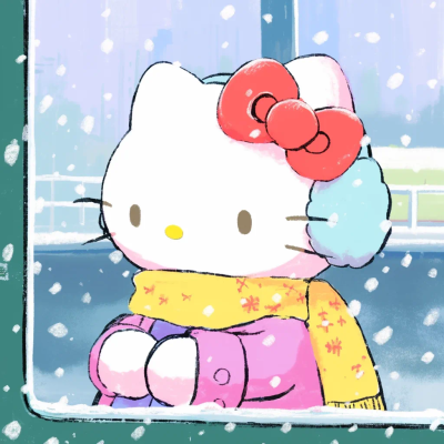 Hello Kitty 头像 冬天 冬季 下雪 围巾 